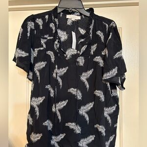 LOFT Monochrome Leaf Pattern Blouse